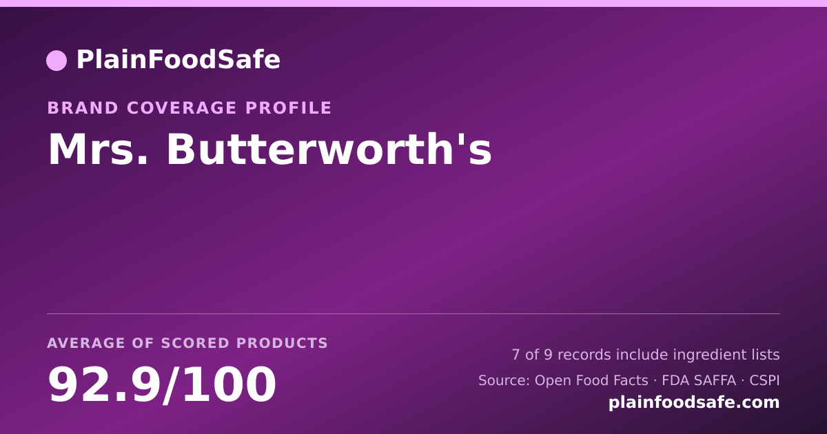 Share card for Mrs. Butterworth's Food Safety Profile