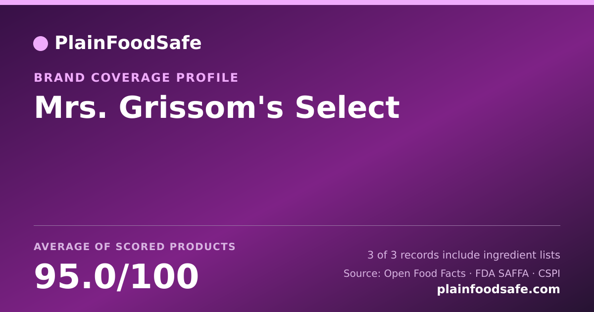 Share card for Mrs. Grissom's Select Food Safety Profile