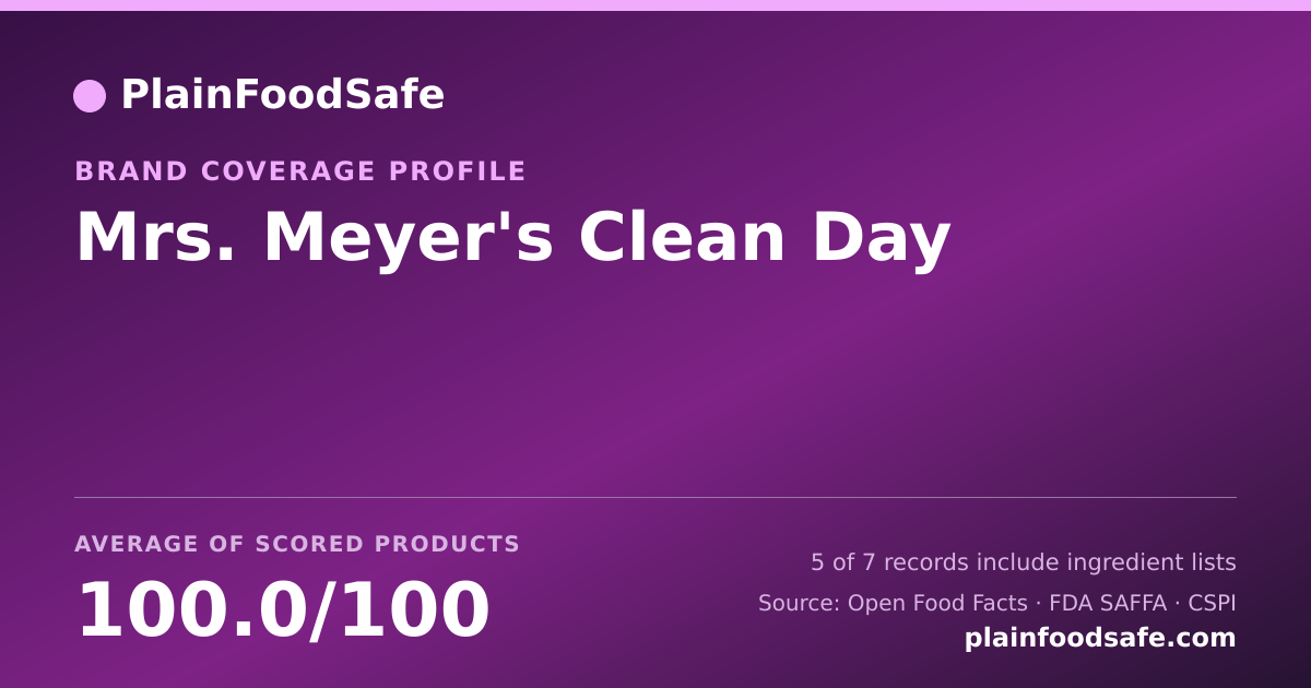 Share card for Mrs. Meyer's Clean Day Food Safety Profile