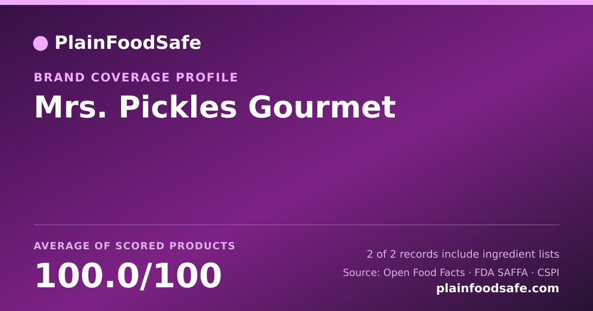 Share card for Mrs. Pickles Gourmet Food Safety Profile