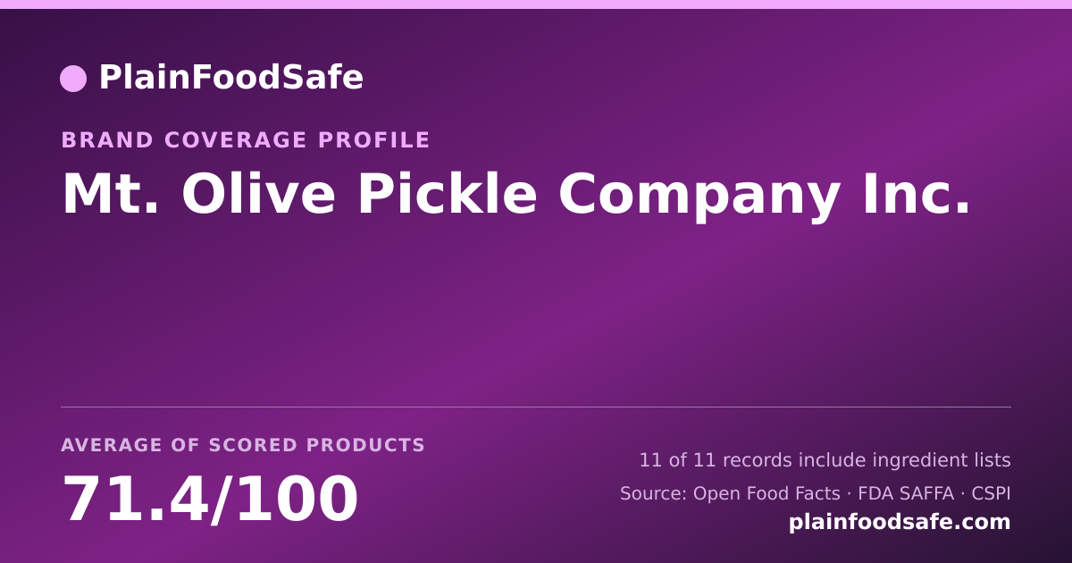 Share card for Mt. Olive Pickle Company  Inc. Food Safety Profile