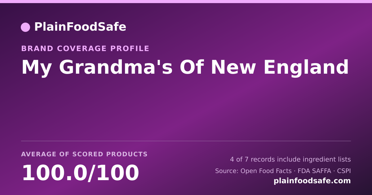 Share card for My Grandma's Of New England Food Safety Profile