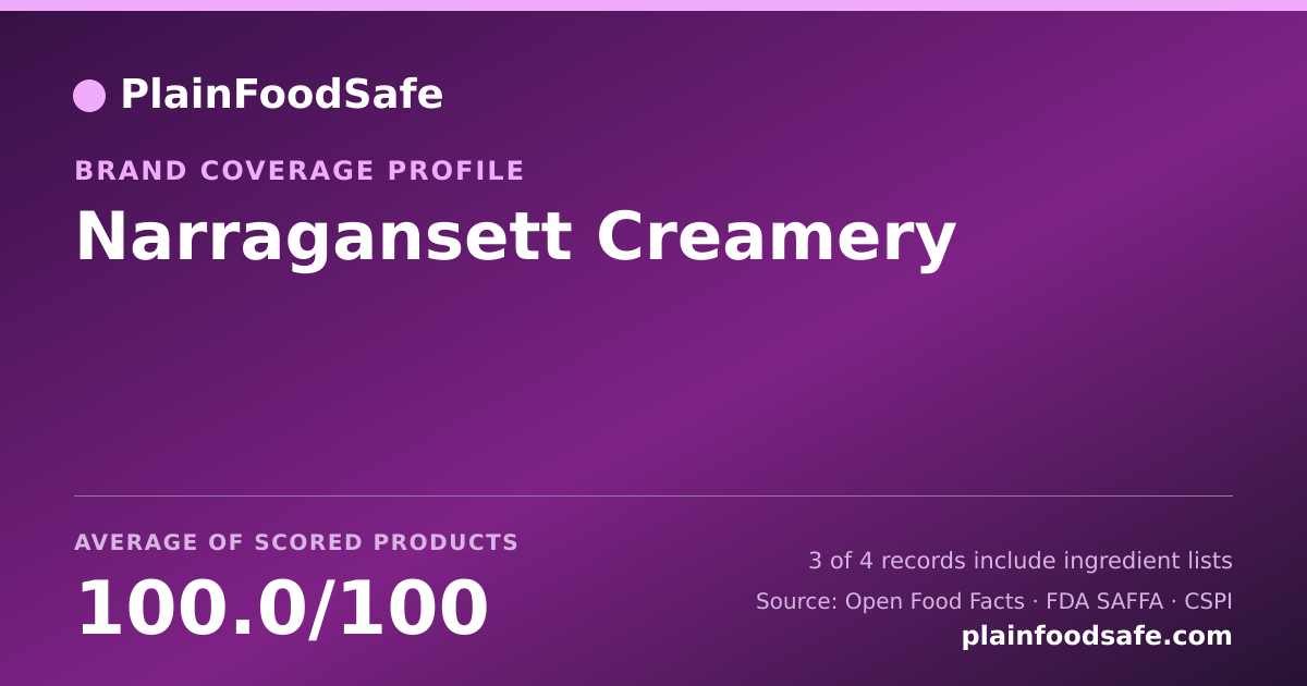 Share card for Narragansett Creamery Food Safety Profile