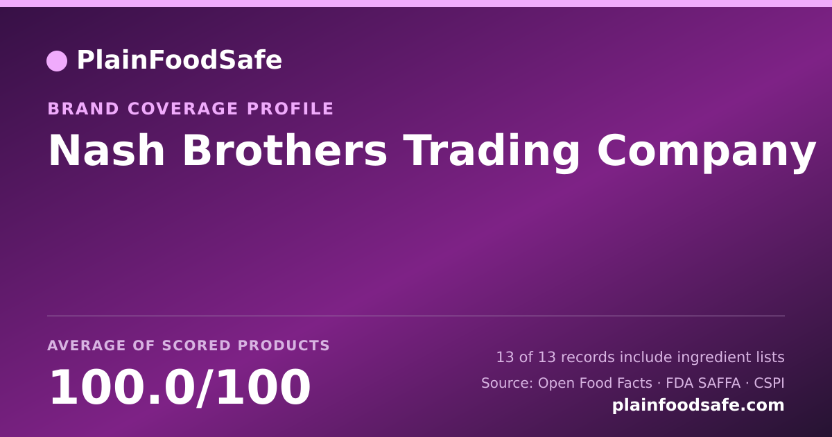 Share card for Nash Brothers Trading Company Food Safety Profile