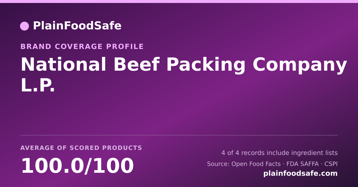 Share card for National Beef Packing Company L.P. Food Safety Profile