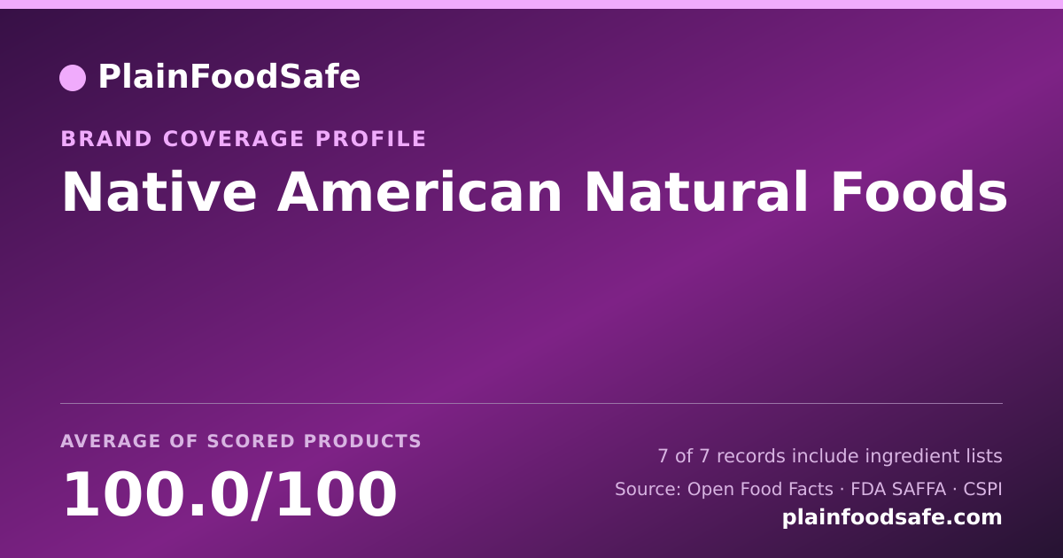 Share card for Native American Natural Foods Food Safety Profile