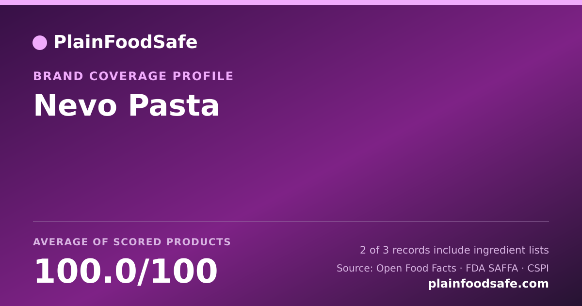 Share card for Nevo Pasta Food Safety Profile