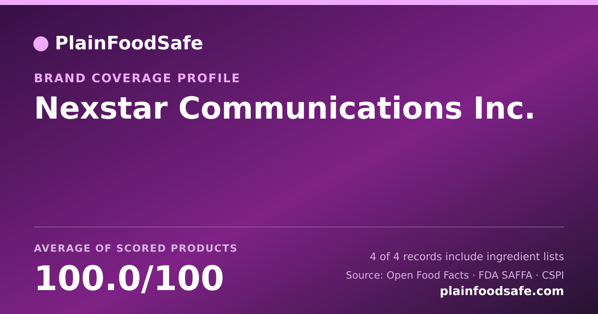 Share card for Nexstar Communications  Inc. Food Safety Profile