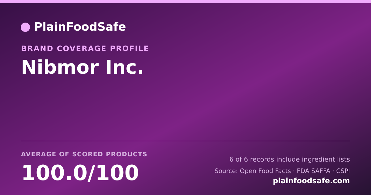 Share card for Nibmor Inc. Food Safety Profile