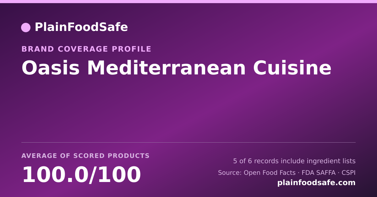 Share card for Oasis Mediterranean Cuisine Food Safety Profile