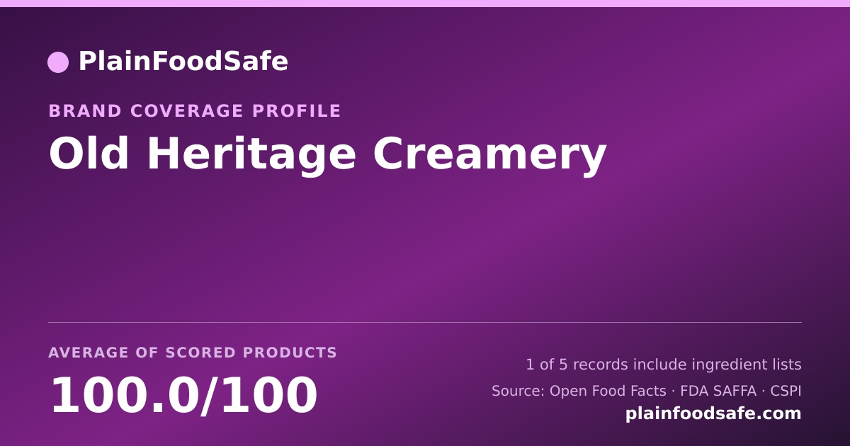 Share card for Old Heritage Creamery Food Safety Profile