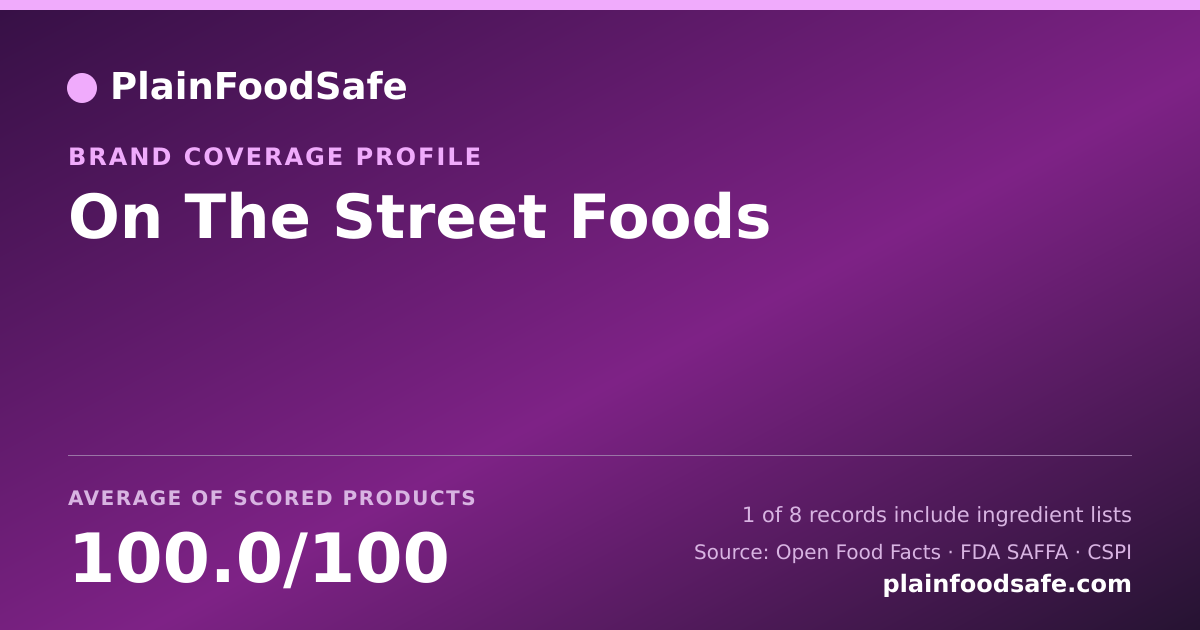 Share card for On The Street Foods Food Safety Profile