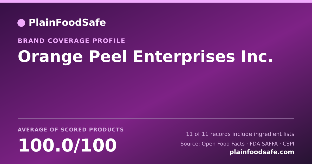 Share card for Orange Peel Enterprises  Inc. Food Safety Profile