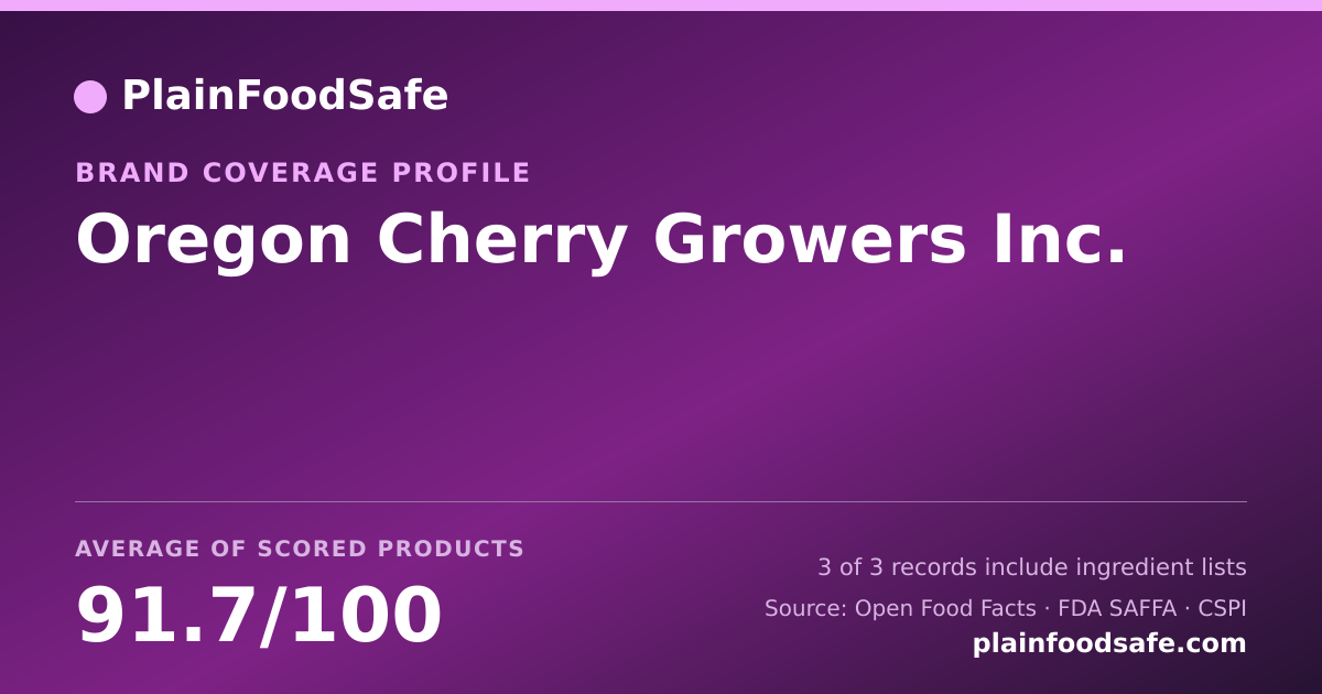 Share card for Oregon Cherry Growers  Inc. Food Safety Profile