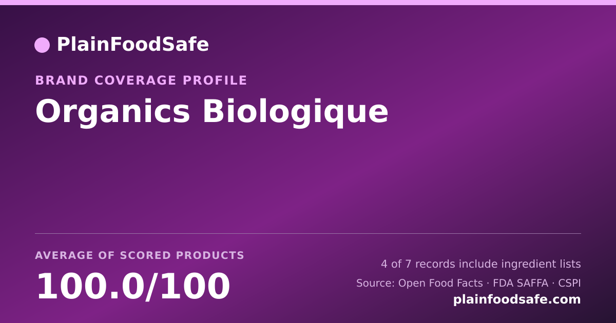 Share card for Organics Biologique Food Safety Profile