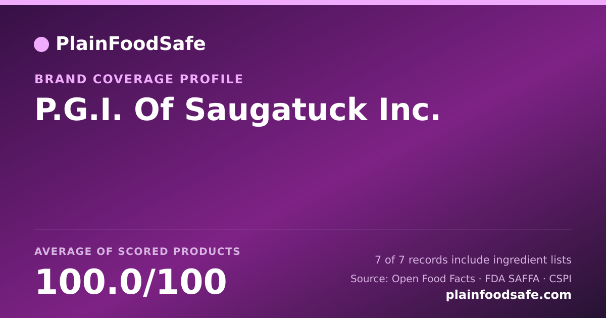 Share card for P.G.I. Of Saugatuck Inc. Food Safety Profile