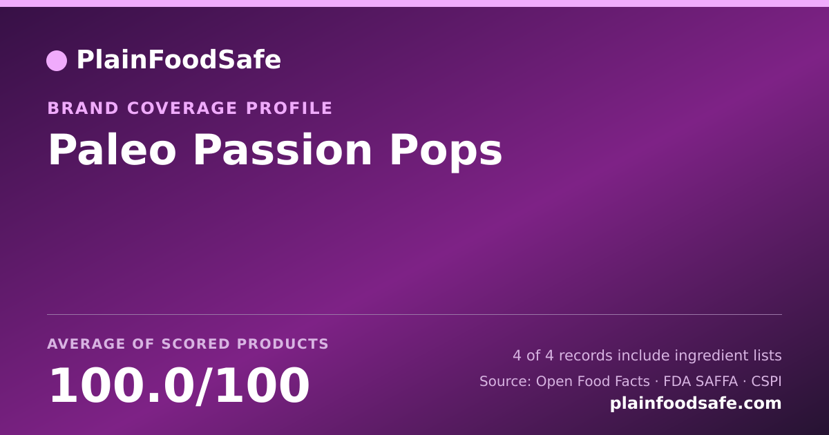 Share card for Paleo Passion Pops Food Safety Profile