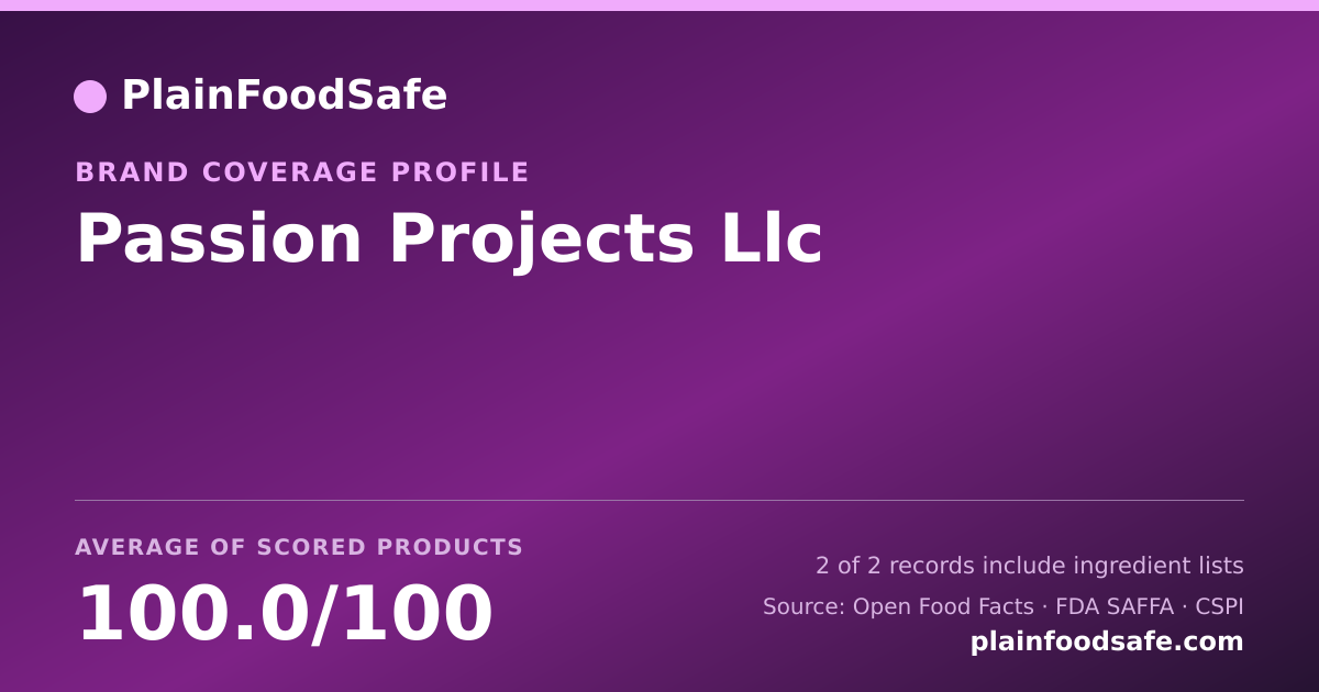 Share card for Passion Projects  Llc Food Safety Profile