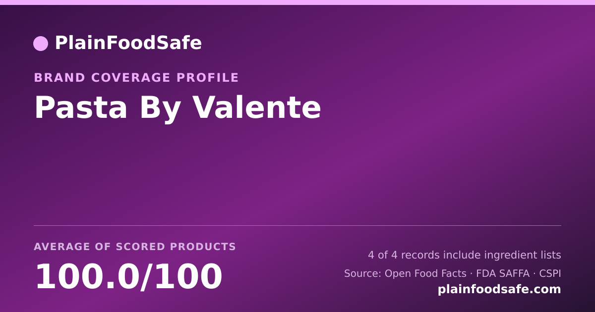 Share card for Pasta By Valente Food Safety Profile