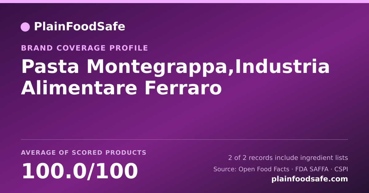 Share card for Pasta Montegrappa,Industria Alimentare Ferraro Food Safety Profile