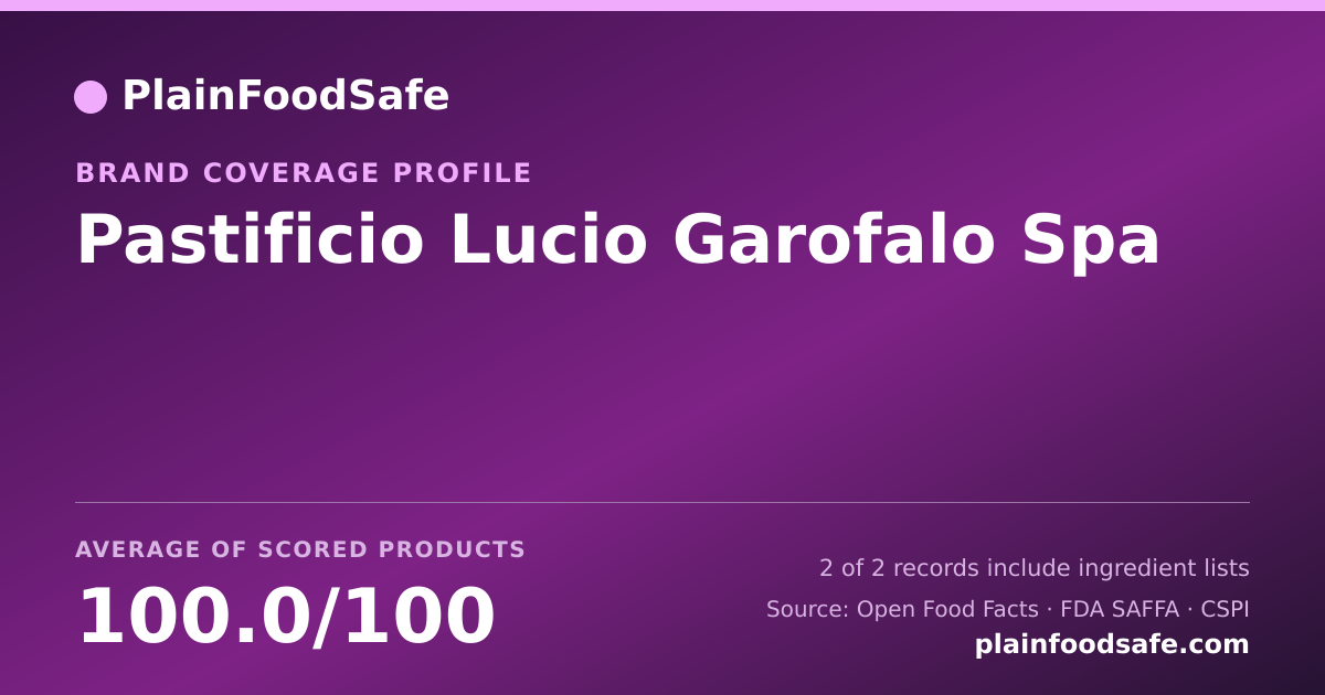 Share card for Pastificio Lucio Garofalo Spa Food Safety Profile