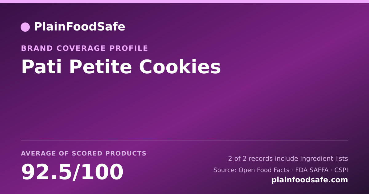 Share card for Pati Petite Cookies Food Safety Profile