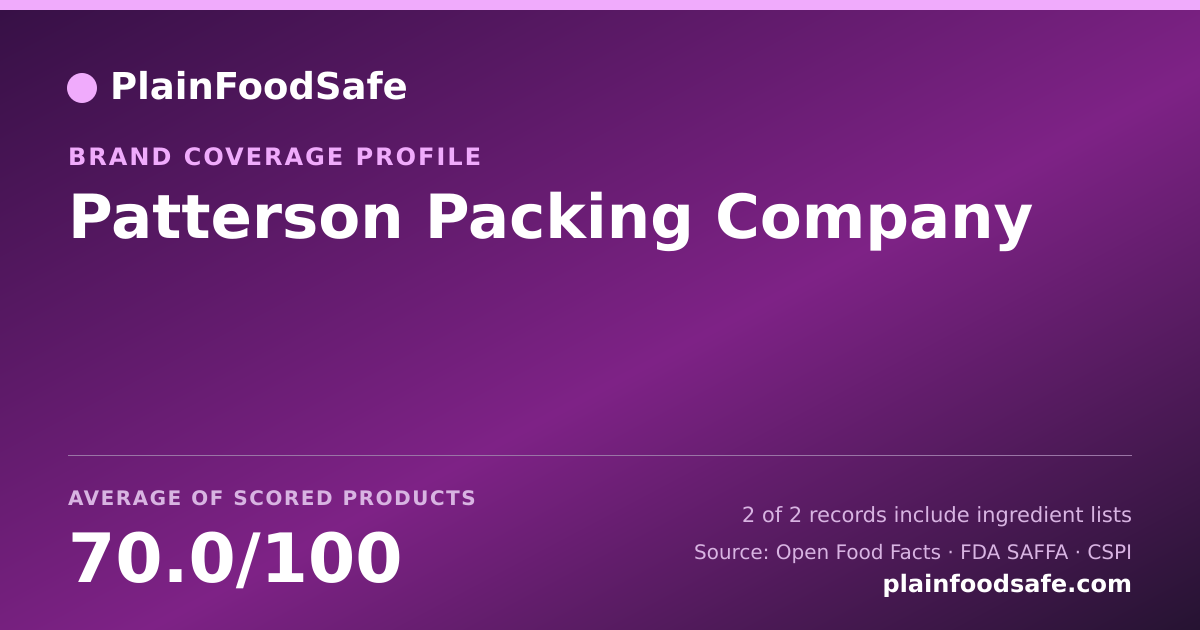 Share card for Patterson Packing Company Food Safety Profile