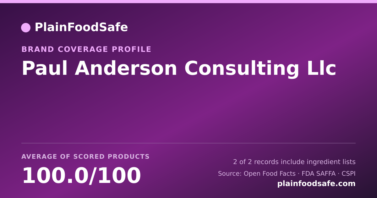 Share card for Paul Anderson Consulting  Llc Food Safety Profile