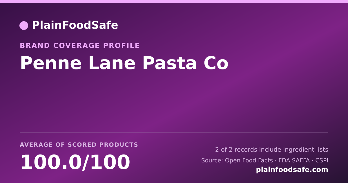 Share card for Penne Lane Pasta Co Food Safety Profile