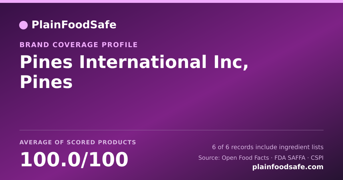 Share card for Pines International Inc, Pines Food Safety Profile