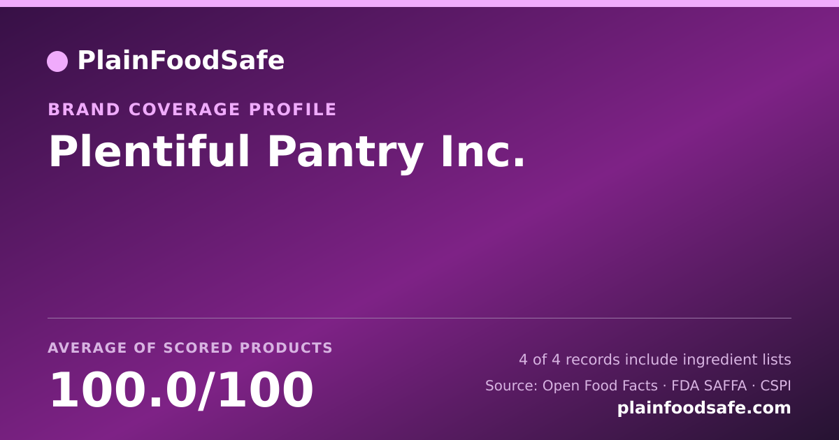 Share card for Plentiful Pantry  Inc. Food Safety Profile