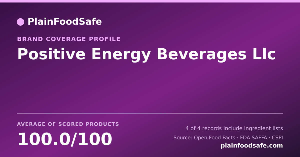 Share card for Positive Energy Beverages Llc Food Safety Profile