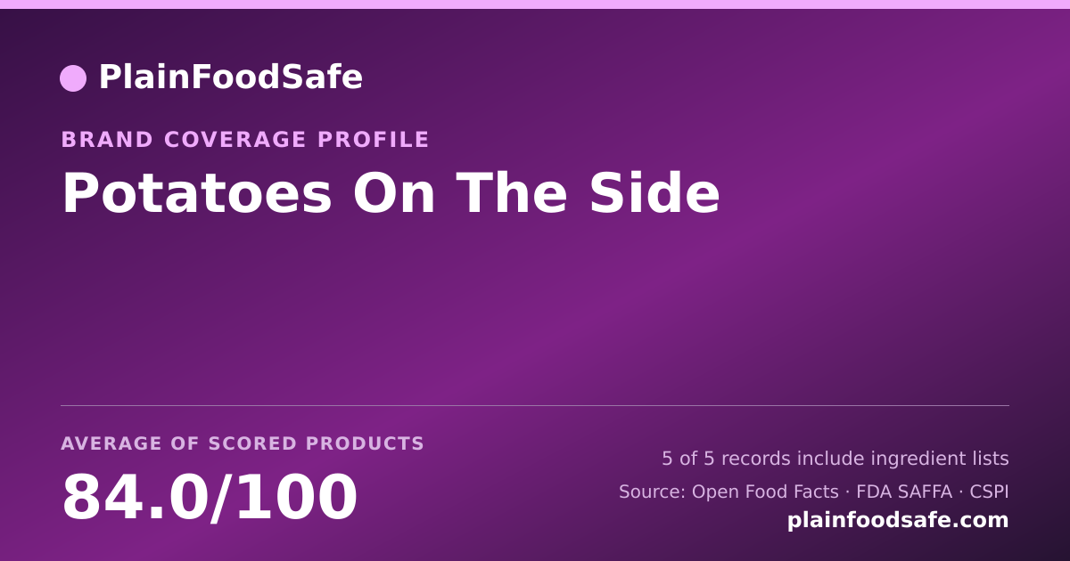 Share card for Potatoes On The Side Food Safety Profile