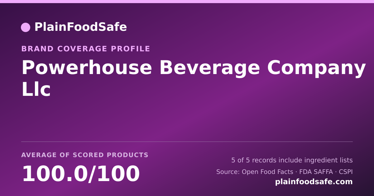 Share card for Powerhouse Beverage Company  Llc Food Safety Profile