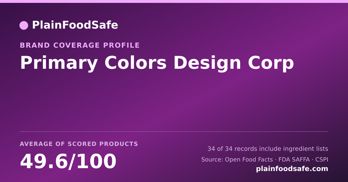 Share card for Primary Colors Design Corp Food Safety Profile
