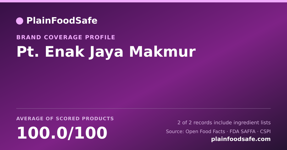 Share card for Pt. Enak Jaya Makmur Food Safety Profile