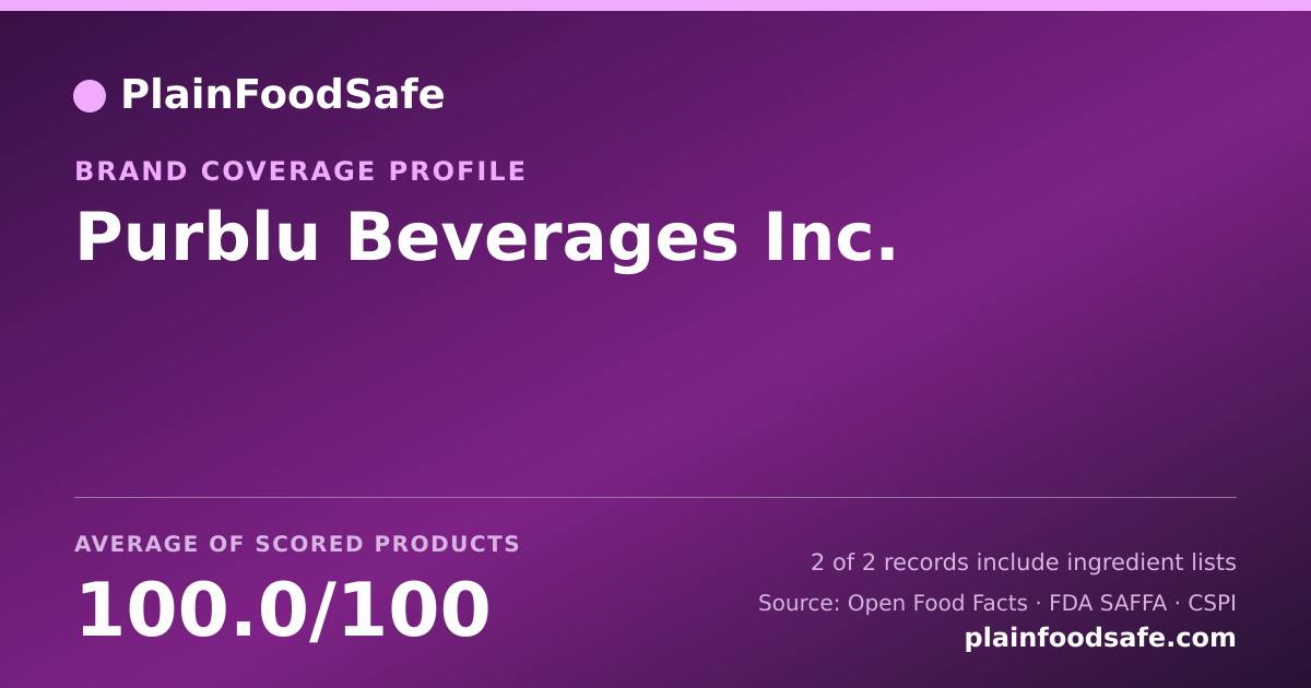 Share card for Purblu Beverages  Inc. Food Safety Profile