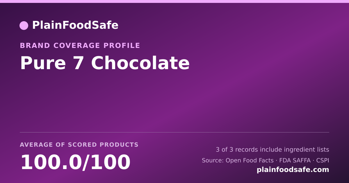 Share card for Pure 7 Chocolate Food Safety Profile