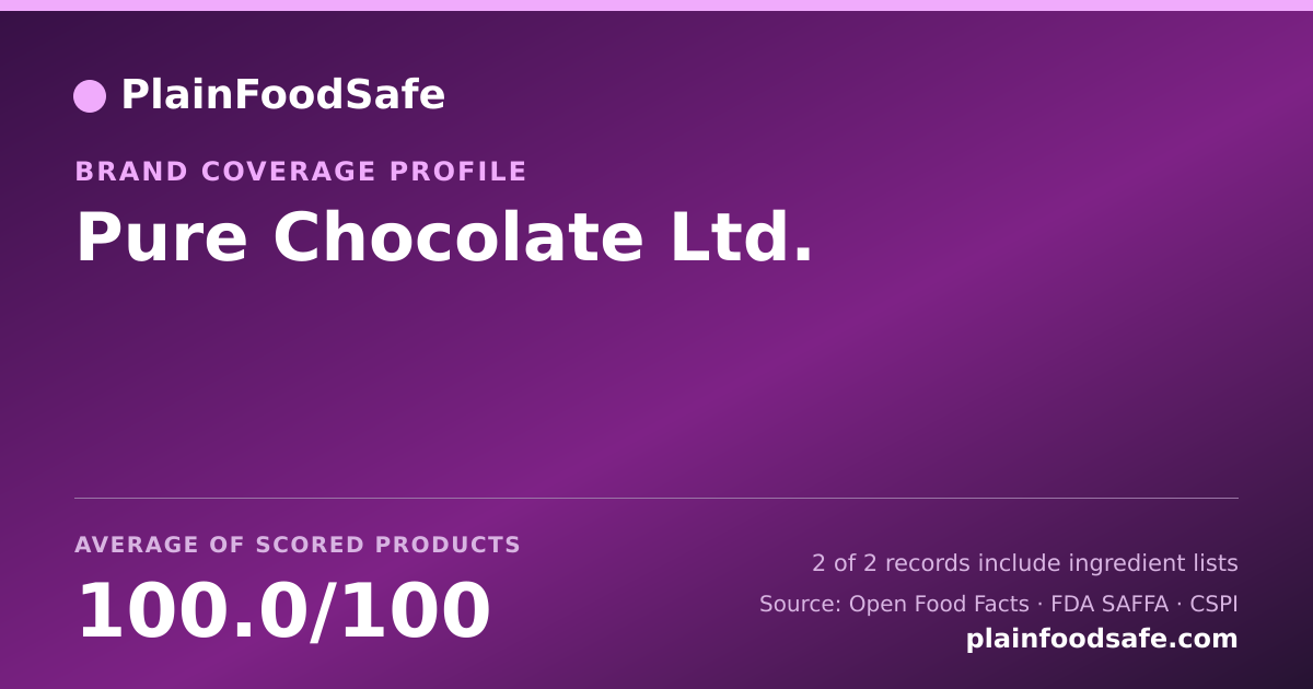 Share card for Pure Chocolate Ltd. Food Safety Profile