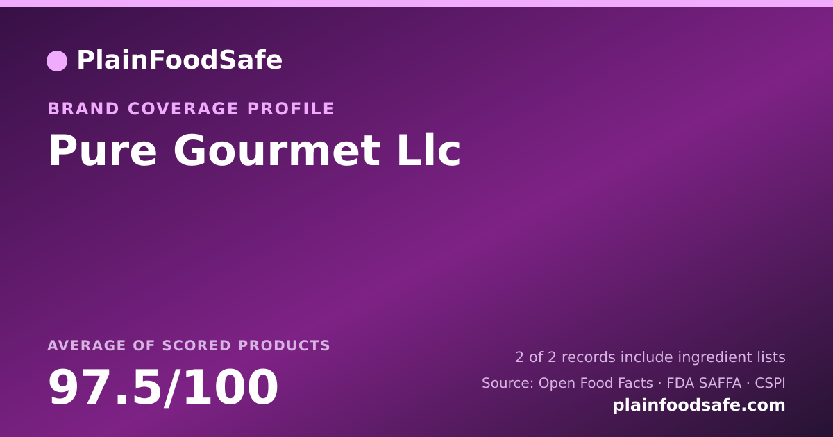 Share card for Pure Gourmet  Llc Food Safety Profile