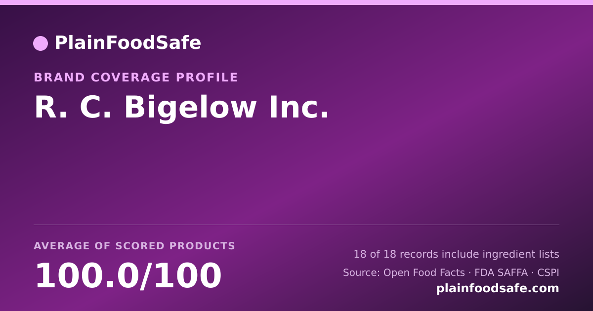 Share card for R. C. Bigelow  Inc. Food Safety Profile