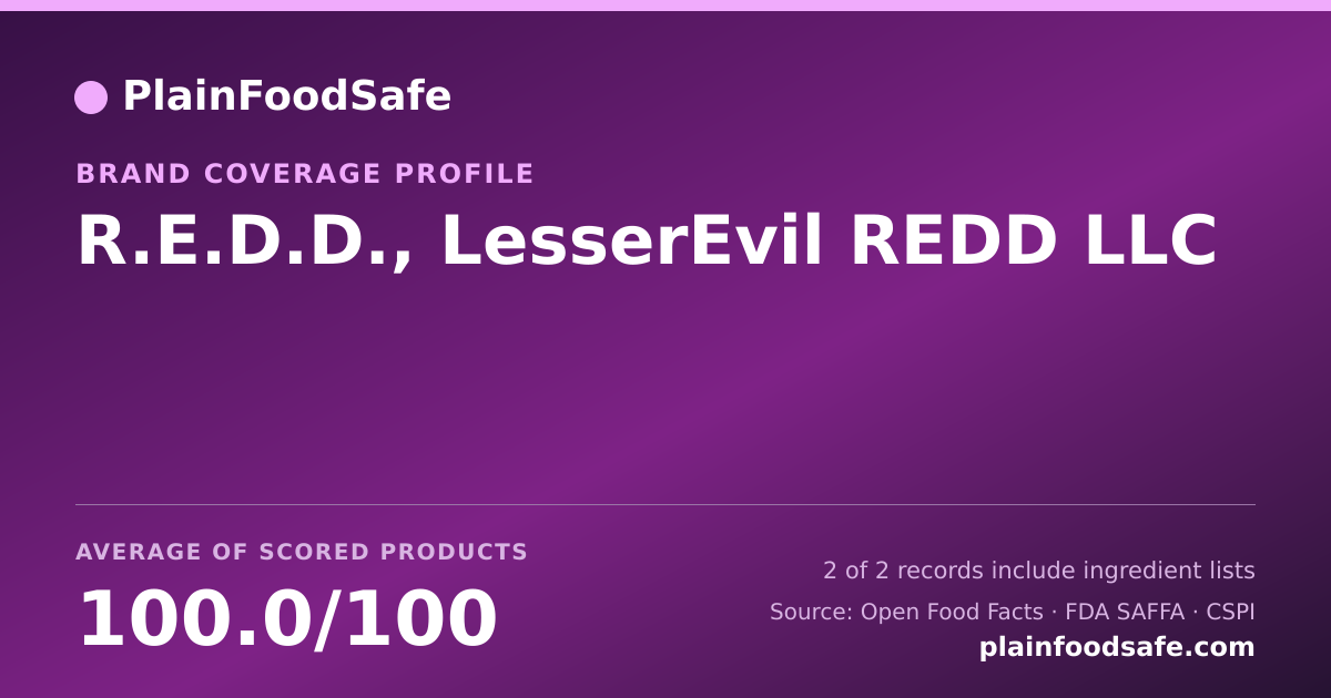 Share card for R.E.D.D., LesserEvil REDD LLC Food Safety Profile