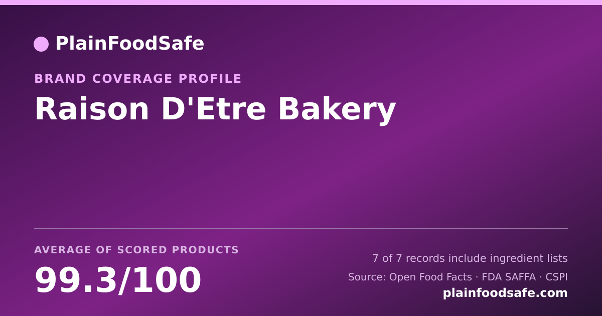 Share card for Raison D'Etre Bakery Food Safety Profile