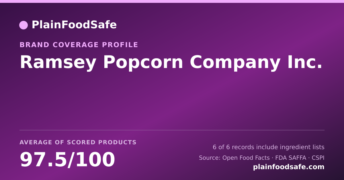 Share card for Ramsey Popcorn Company  Inc. Food Safety Profile