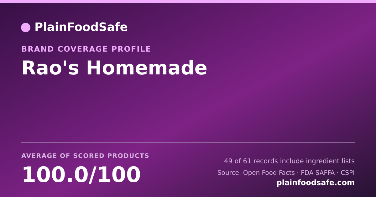 Share card for Rao's Homemade Food Safety Profile