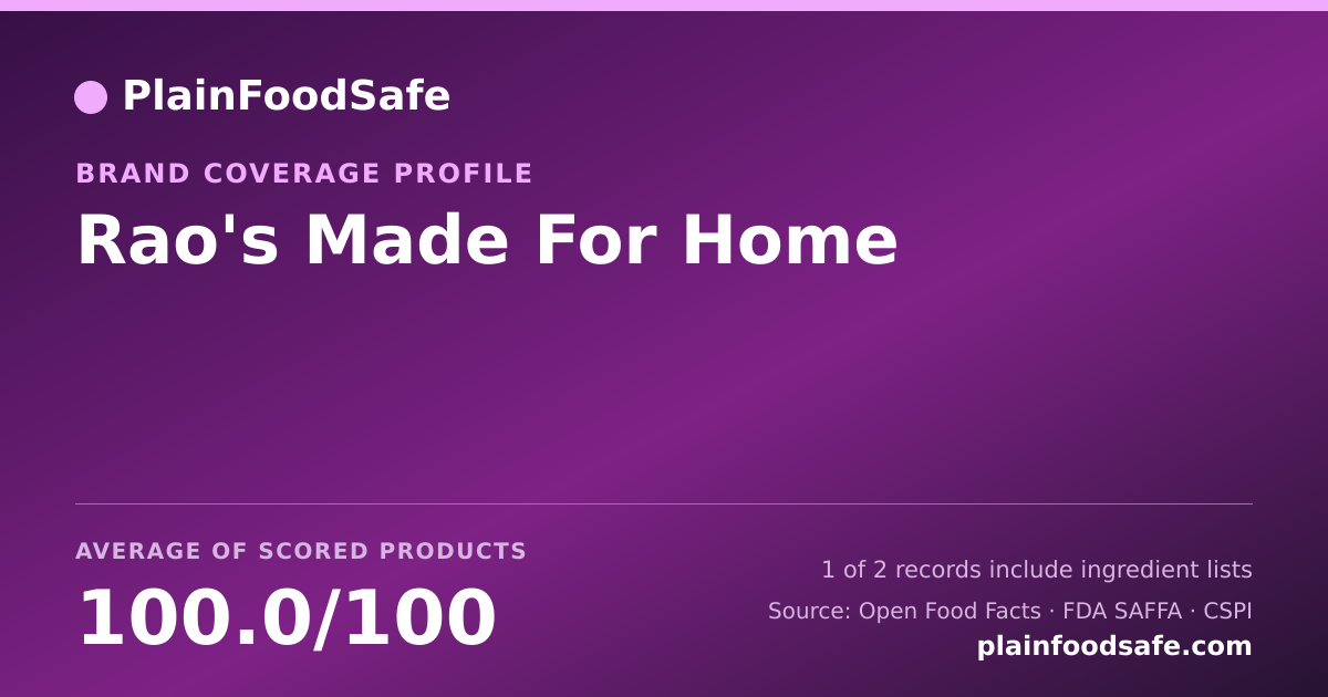 Share card for Rao's Made For Home Food Safety Profile