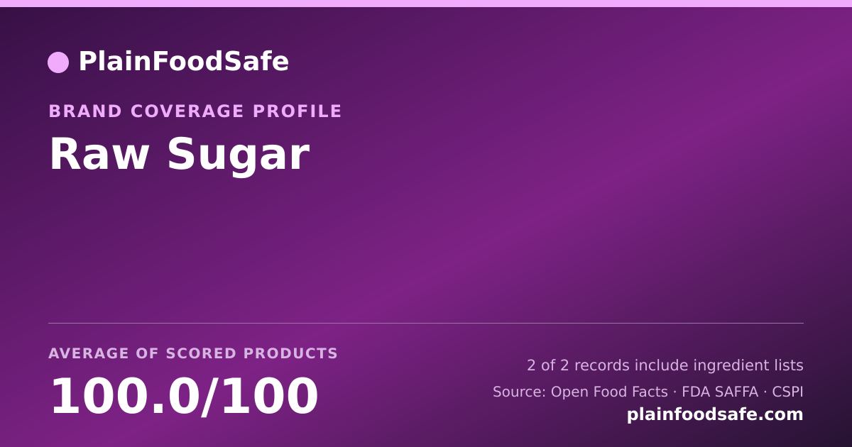 Share card for Raw Sugar Food Safety Profile