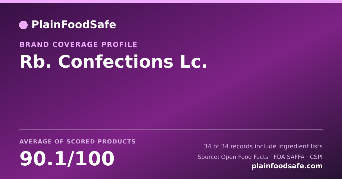 Share card for Rb. Confections  Lc. Food Safety Profile