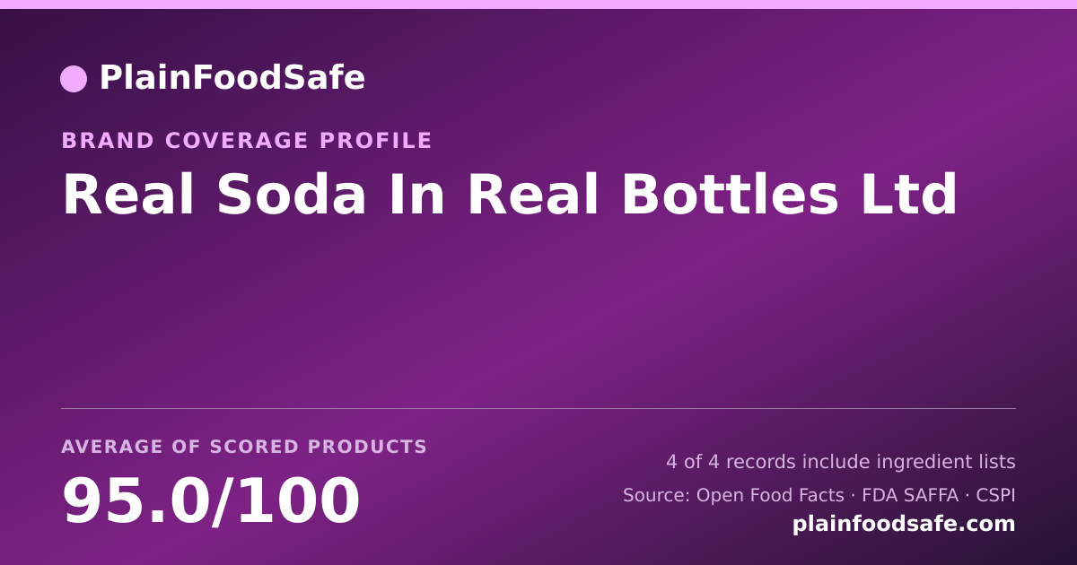 Share card for Real Soda In Real Bottles  Ltd Food Safety Profile