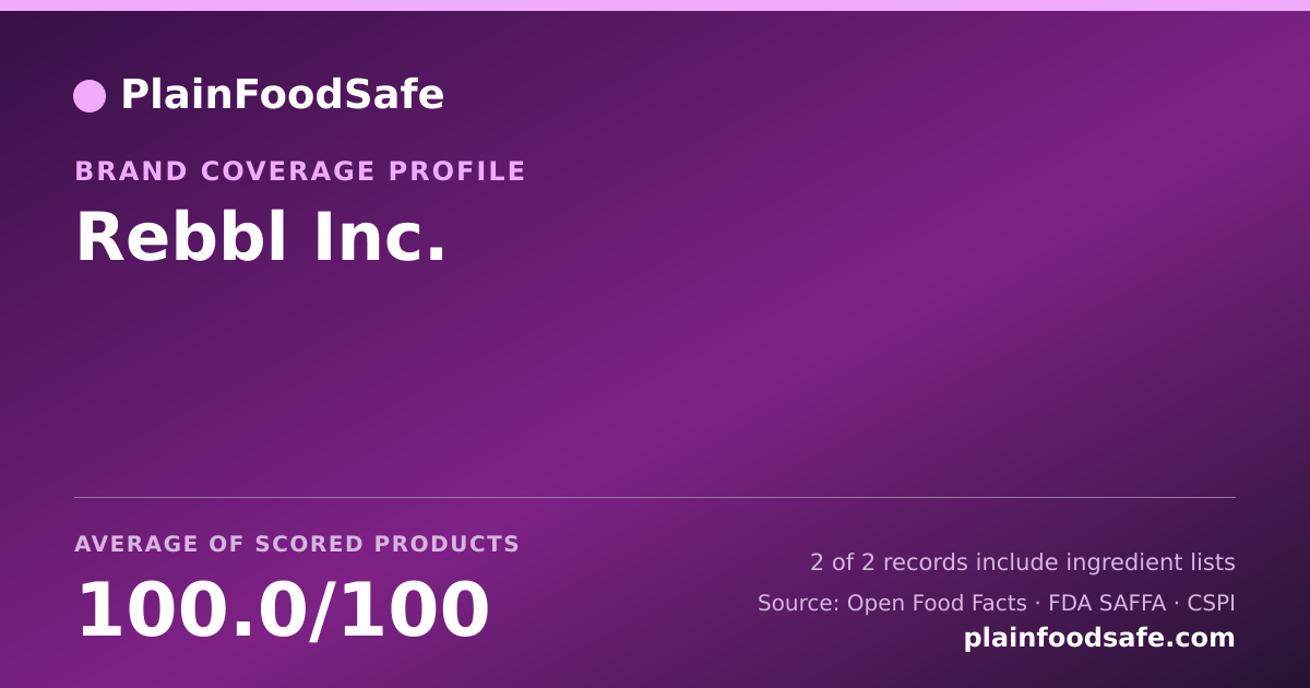 Share card for Rebbl  Inc. Food Safety Profile